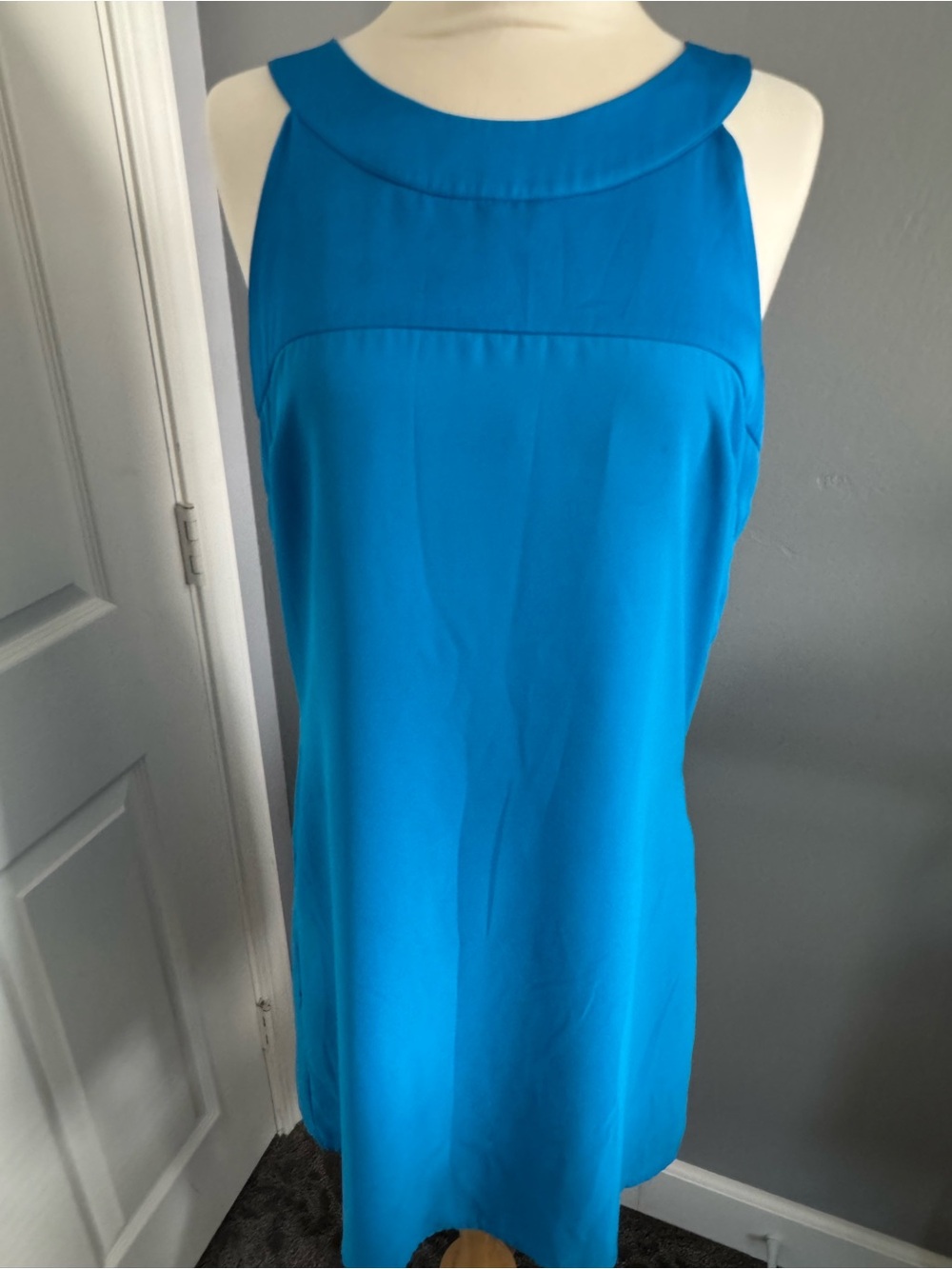 H&M Vibrant Blue Halter Neck Shift Dress Sleeveless Cocktail Size 8